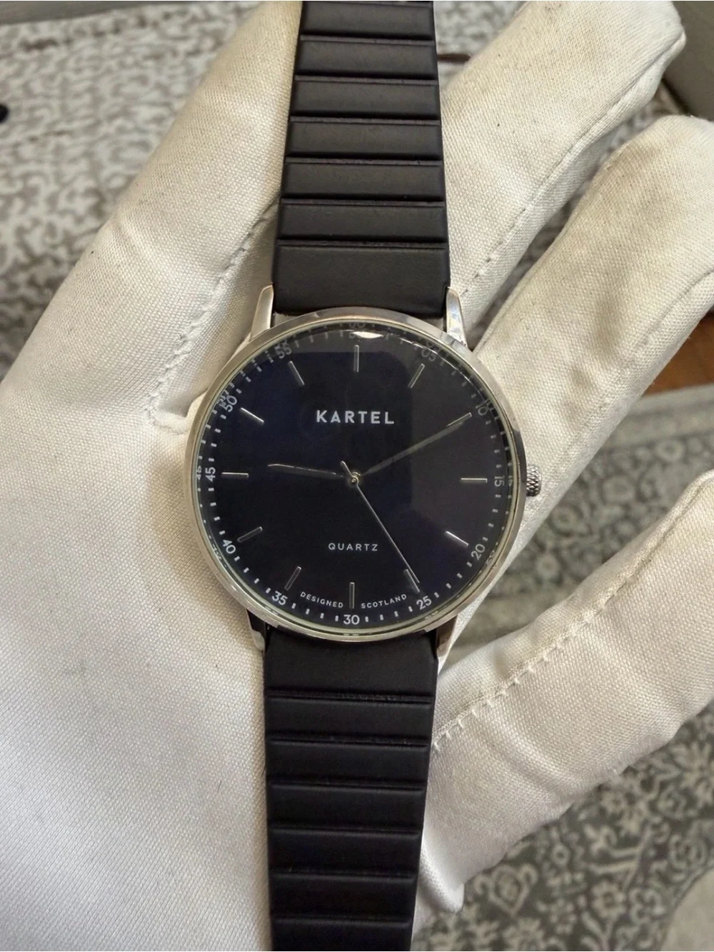 Kartel Hume 40mm Mens Quartz Watch Black Sunray Dial Scottish Design Minimalist